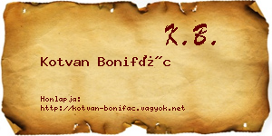 Kotvan Bonifác névjegykártya